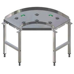 Manipulační stoly k tunelovým košovým myčkámŘemenový dopravník na podnosy, otočka 90°, na nohách
