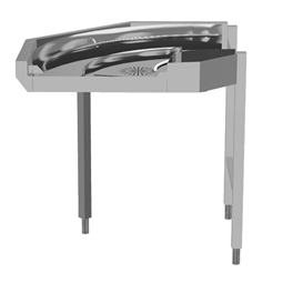 Manipulační stoly k tunelovým košovým myčkámVýstupní otočka 90°, mechanicky poháněná myčkou - pravotočivá (L>P)