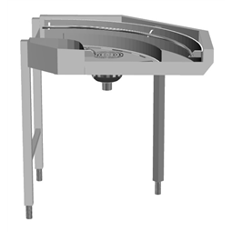Manipulační stoly k tunelovým košovým myčkámVSTUPNÍ otočka 90°, mechanicky poháněná myčkou, pravotočivá (L>P)
