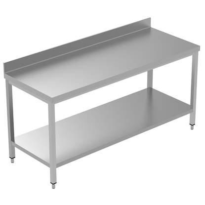 Vorbereitung Edelstahl1800 mm Work Table with Upstand and with Lower Shelf