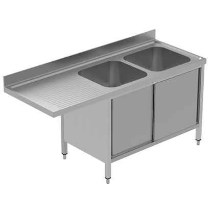 PLUS - Static Preparation1800 mm Sink Cupboard for Dishwasher  with 2 Bowls - Left Drainer