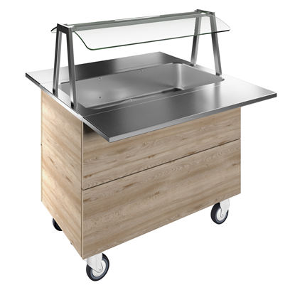 Flexy CompactBain-marie air ventilated, one well (3GN) with wheels H=900mm, overshelf with LED lights