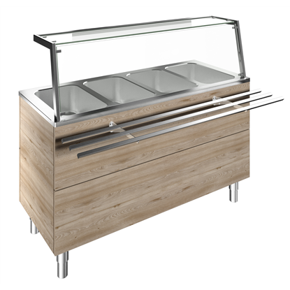 Flexy CompactBain-marie, four wells (4GN) H=900mm, overshelf with LED lights