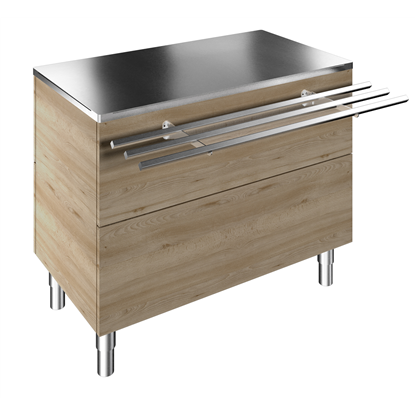 Flexy CompactAmbient Unit on cupboard (3 GN) with one stainless steel tray slider