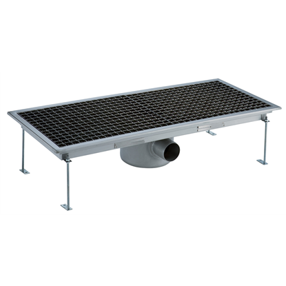 Floor Drains and Collecting TanksFloor Drain with Stainless Steel Grate and Central Drain - Horizontal outlet 400x950 mm