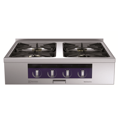 Modular Cooking Range Linethermaline 80 - 4-Burner Gas Top with Ecoflam, 1 Side, Backsplash