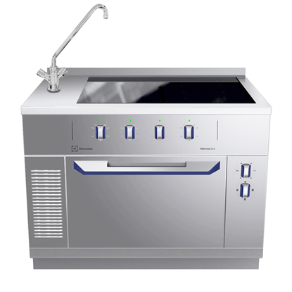 Modular CookingHel häll induktion (zonfri) på statisk ugn, blandare till vänster, 1200 mm, betjänas från 1 sida med