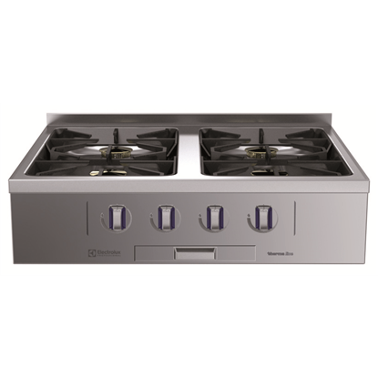 Modular Cooking Range Linethermaline 85 - 4-Burner Gas Top with Ecoflam, 1 Side, Backsplash