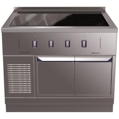 Modular Cooking Range Linethermaline 85 - 4 Zone Full Surface Induction Top on Cupboard Base, 1 Side, Backsplash