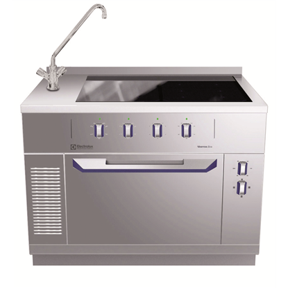 Modular CookingHel häll induktion (zonfri) på statisk ugn, blandare till vänster, 1200 mm, betjänas från 1 sida med