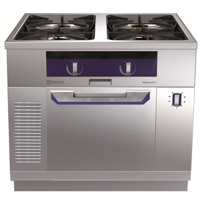 Modular Cooking Range Linethermaline 90 - 4-Burner Gas Top with Ecoflam on Passthrough Static Gas Oven, 2 Sides, H=700 (Town G