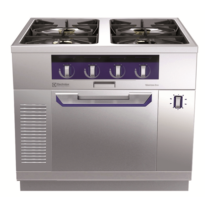 Modular Cooking Range Linethermaline 90 - 4-Burner Gas Top with Ecoflam on Static Gas Oven, 1 Side, H=800