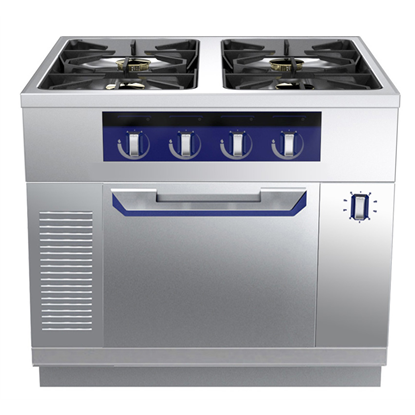 Modular Cooking Range Linethermaline 90 - 4-Burner Gas Top on Static Gas Oven, 1 Side, H=700 (Town Gas)