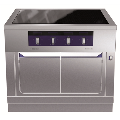 Modular Cooking Range Linethermaline 90 - 4 Zone Induction Top on Warming Cabinet, 1 Side with Backsplash H=800