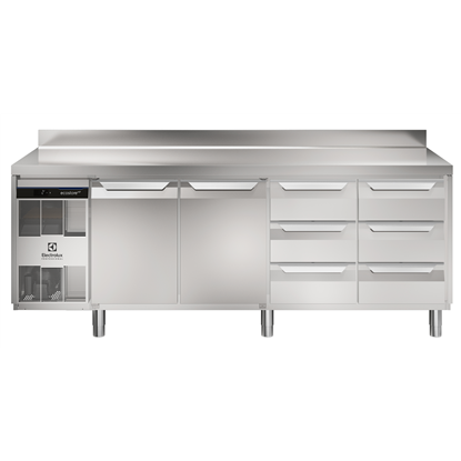 Digital Undercounterecostore HP Premium Refrigerated Counter - 590lt, 2-Door, 6x1/3 Drawers, Upstand