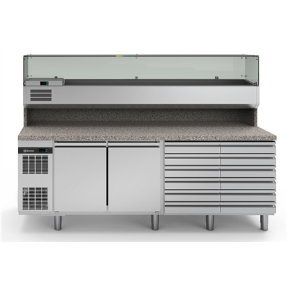 Pizza counters2-door and 12-drawer Refrigerated Counter with Show Case