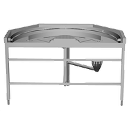 Manipulační stoly k tunelovým košovým myčkámVýstupní otočka 180°, mechanicky poháněná myčkou - pravotočivá (L>P)