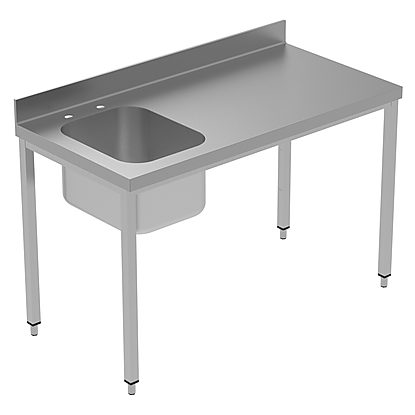 PLUS – Static preparation 1400 mm Work Table with Upstand – Left Bowl
