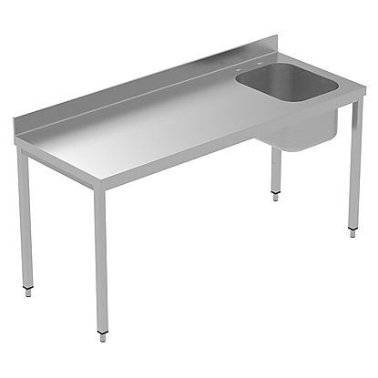 PLUS – Static preparation 1800 mm Work Table with Upstand – Right Bowl