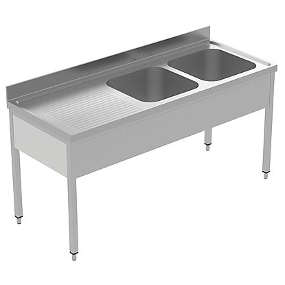 PLUS – Static Preparation 1800 mm Sink Unit with 2 Bowls – Left Drain