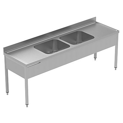 PLUS – Static Preparation 2400 mm Sink Unit with 2 Bowls + Drainers