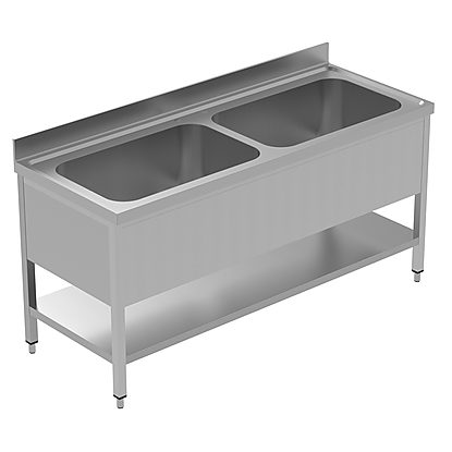 PLUS – Static Preparation 1800 mm Soaking Sink with 2 Bowl with Shelf
