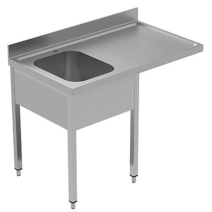 PLUS – Static Preparation 1200 mm Sink Unit for Dishwasher with 1 Bowl – Right Drain