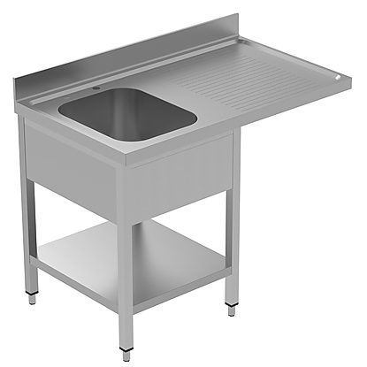 PLUS – Static Preparation 1200 mm Sink Unit DW with 1 Bowl with Shelf – Right Drain