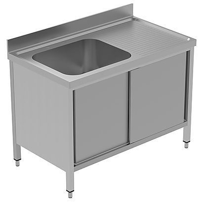 PLUS – Static Preparation 1200 mm Sink Cupboard with 1 Bowl – Right Drainer