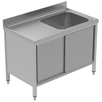 PLUS – Static Preparation 1200 mm Sink Cupboard with 1 Bowl – Left Drainer