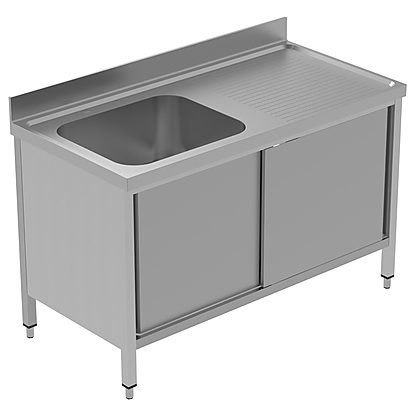 PLUS – Static Preparation 1400 mm Sink Cupboard with 1 Bowl – Right Drainer