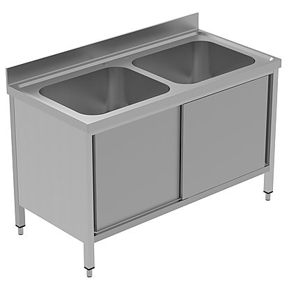 PLUS – Static Preparation 1400 mm Sink Cupboard with 2 Bowls