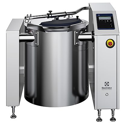 High Productivity Cooking Smart Electric Boiling Pan 100lt, 600mm tilting height, with feet