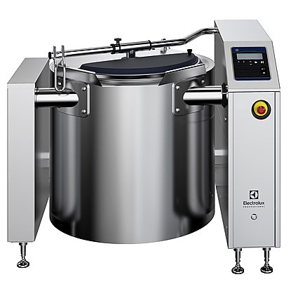 High Productivity Cooking Smart Electric Boiling Pan 200lt, 600mm tilting height, with feet