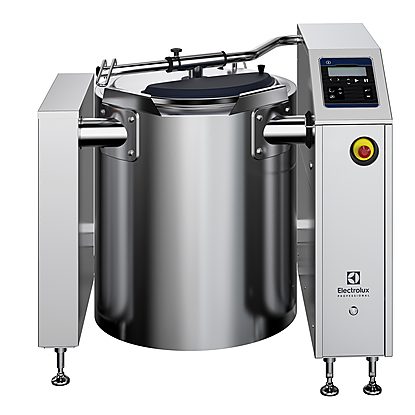 High Productivity Cooking Promix Electric Boiling Pan with Stirrer 100lt, 600mm tilting height, with feet