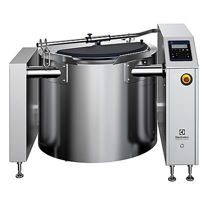 High Productivity Cooking Promix Electric Boiling Pan with Stirrer 300lt, 600mm tilting height, with feet