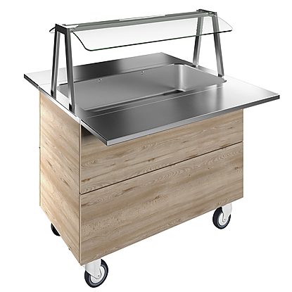 Flexy Compact Bain-marie, one well (3GN) with wheels H=900mm, overshelf with LED lights
