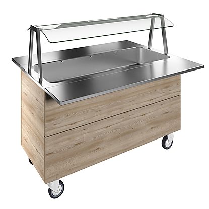 Flexy Compact Bain-marie, one well (4GN) with wheels H=900mm, overshelf with LED lights