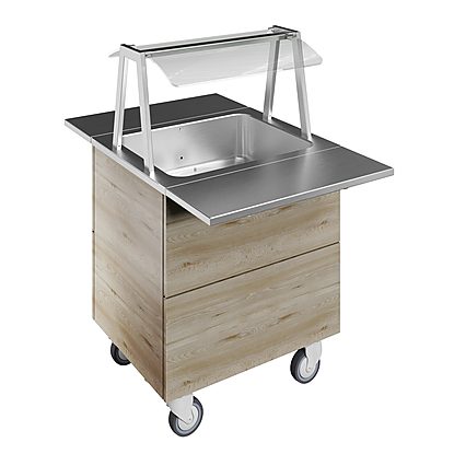Flexy Compact Bain-marie air ventilated, one well (2GN) with wheels H=900mm, overshelf with LED lights
