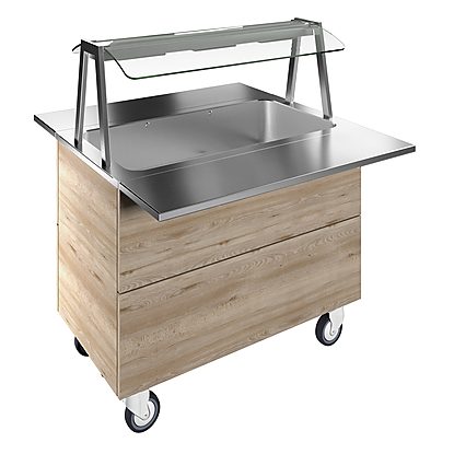 Flexy Compact Bain-marie, one well (3GN) with wheels H=900mm, overshelf with hot lights