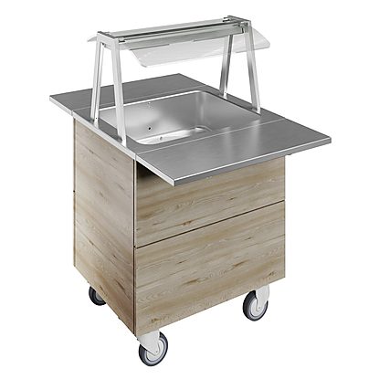 Flexy Compact Bain-marie air ventilated, one well (2GN) with wheels H=900mm, overshelf with hot lights