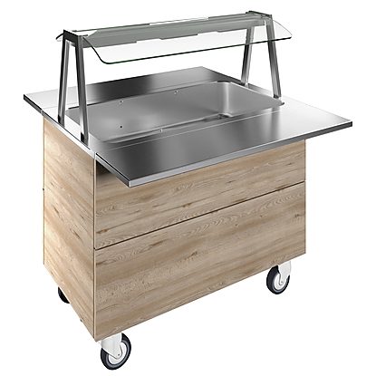 Flexy Compact Bain-marie air ventilated, one well (3GN) with wheels H=900mm, overshelf with hot lights