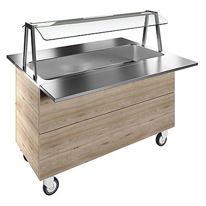 Flexy Compact Refrigerated well on cupboard, static with fan (4GN) with wheels, overshelf with LED lights, H=900mm