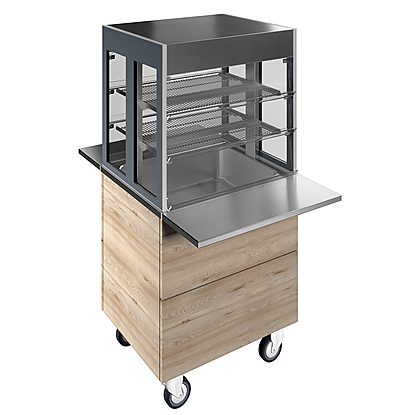 Flexy Compact Refrigerated well on cupboard with refrigerated display, compact (2GN) with wheels, overshelf with L