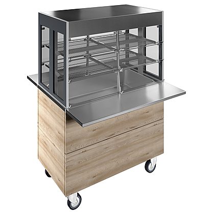 Flexy Compact Refrigerated well on cupboard with refrigerated display, compact (3GN) with wheels, overshelf with L
