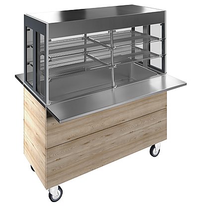 Flexy Compact Refrigerated well on cupboard with refrigerated display, compact (4GN) with wheels, overshelf with L