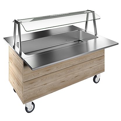 Flexy Compact Refrigerated well on cupboard, static (4GN) with wheels, overshelf with LED lights, H=750mm