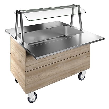 Flexy Compact Refrigerated well on cupboard, static with fan (3GN) with wheels, overshelf with LED lights, H=750mm