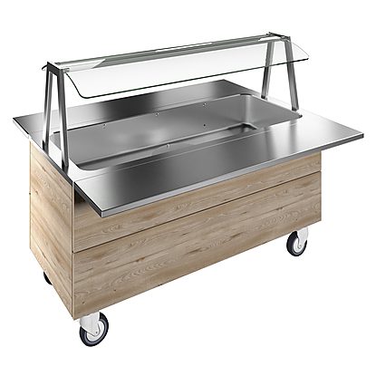 Flexy Compact Refrigerated well on cupboard, static with fan (4GN) with wheels, overshelf with LED lights, H=750mm