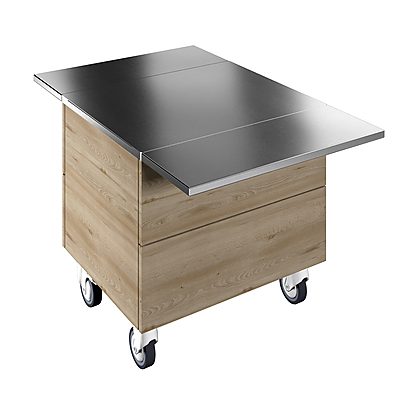 Flexy Compact Ambient Unit on cupboard (2 GN) with wheels and two stainless steel tray sliders, H=750mm